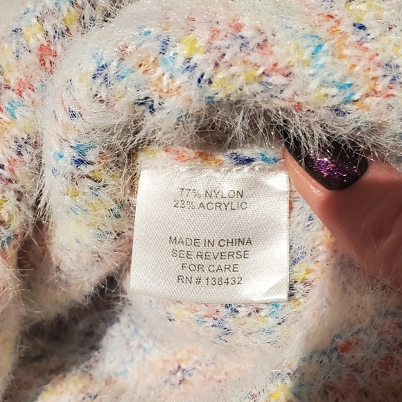 ModCloth Making a Fuzz Confetti Sweater Cozy Fuzzy Stretchy Colorful Rainbow - Picture 7 of 10